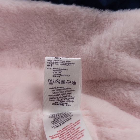 The Marc Jacobs Heart Printed Hooded Puffer Coat Navy Blue Pink Size 18 months - Picture 10 of 11